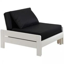Fauteuil Transformable 80x200 Cm Pin Massif Laqué Blanc Pino