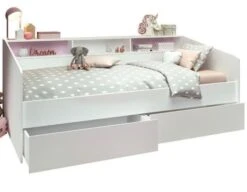 Lit Banquette Contemporain Décor Blanc - L 90 X L 200 Cm