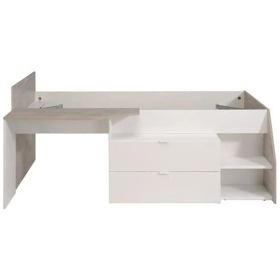 Lit Combiné Enfant Contemporain Décor Chene Silex Et Blanc - L 90 X L 190 Ou 200 Cm – Image 2