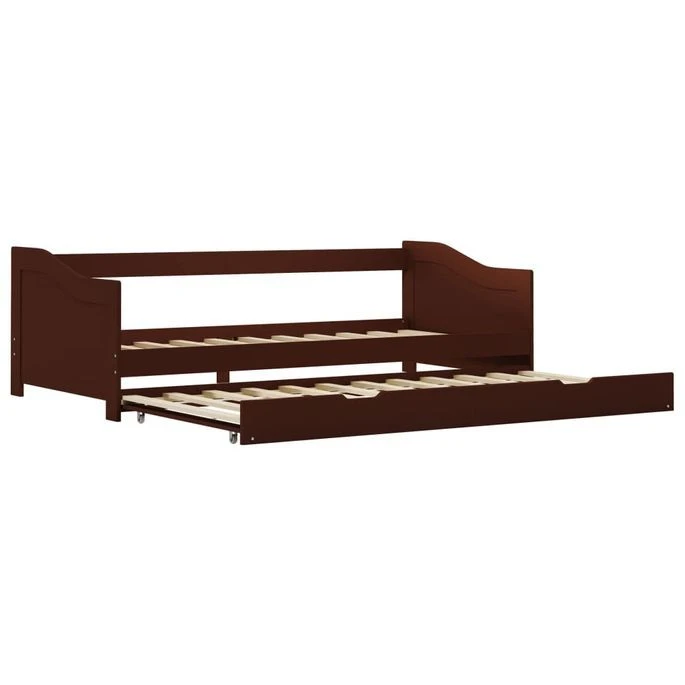 Lit Banquette 2 Couchages Pin Massif Marron Foncé Sacha 90x200 Cm – Image 2