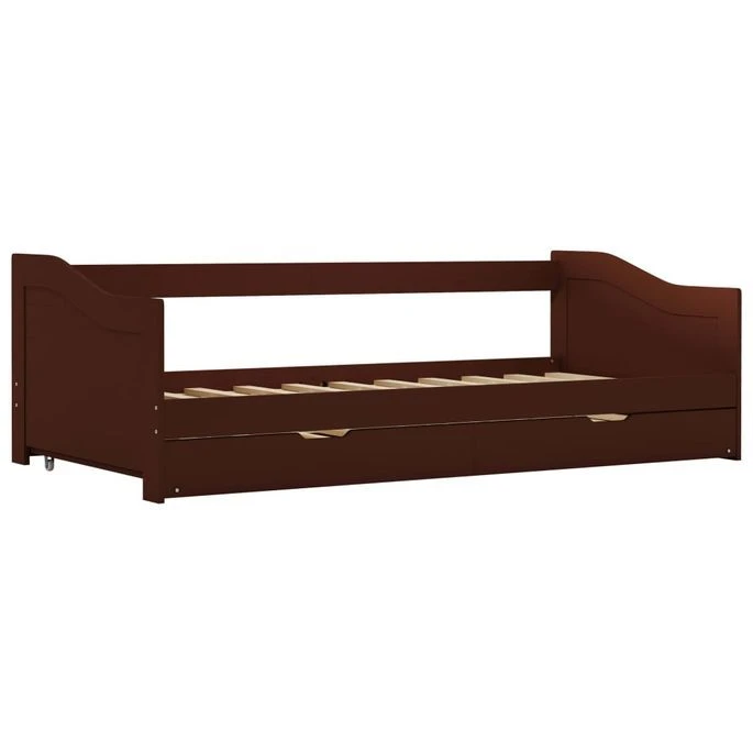Lit Banquette 2 Couchages Pin Massif Marron Foncé Sacha 90x200 Cm – Image 3