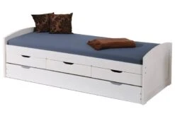 Lit Banquette 4 Tiroirs Pin Massif Blanc Zara 90x190 Cm