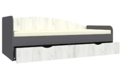 Lit Banquette Avec 2 Tiroirs Bois Gris Et Blanc Arade 90x200 Cm