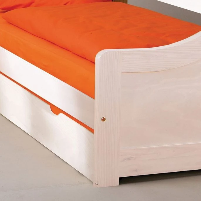 Lit Banquette Avec Tiroir Lit Pin Massif Vernis Blanc Theo 80x190 Cm – Image 3