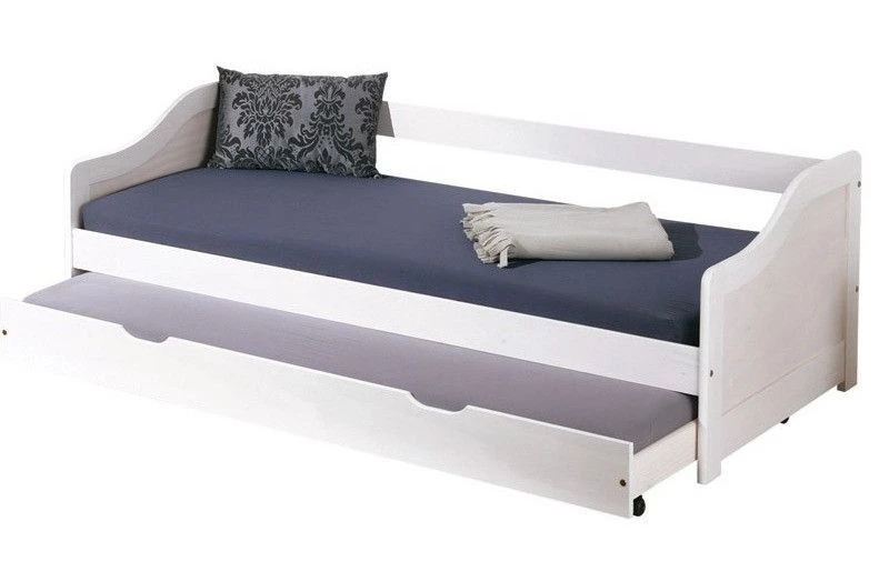 Lit Banquette Avec Tiroir Lit Pin Massif Vernis Blanc Theo 90x200 Cm