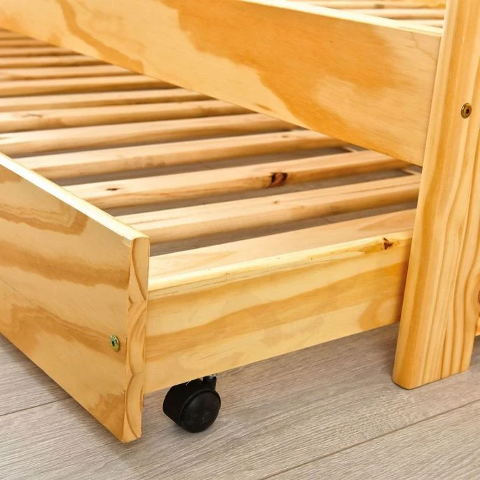 Lit Banquette Avec Tiroir Lit Pin Massif Vernis Naturel Theo 90x190 Cm – Image 2