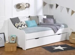 Lit Banquette Gigogne 80x200 Cm Bois Blanc Calli