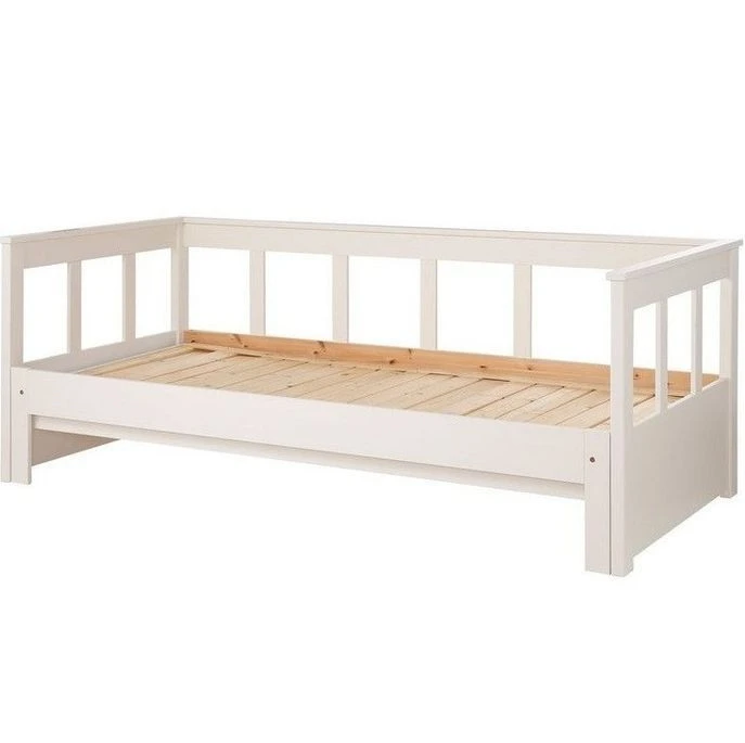 Lit Banquette Gigogne Extensible 90x200 Cm Pin Massif Blanc Pinie – Image 3