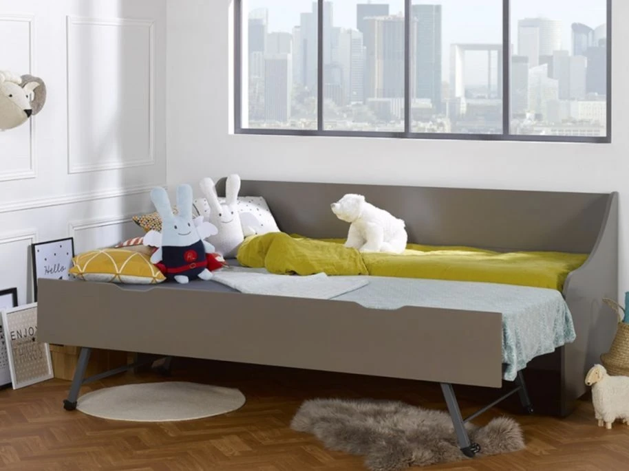 Lit Banquette Gigogne Gris Souris Calli 80x200cm – Image 5