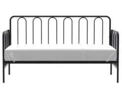 Lit Banquette Métal 90 X 190 Cm - Sommier Inclus - Noir - ARCHI