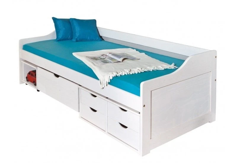 Lit Banquette Pin Massif Blanc Maxim 90x200 Cm – Image 2