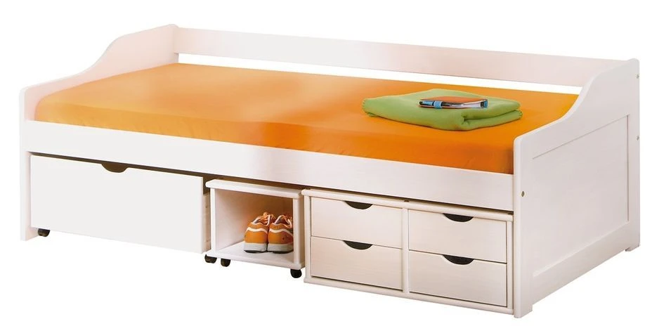 Lit Banquette Pin Massif Blanc Maxim 90x200 Cm