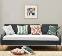 Lit Banquette Tissu Lin Gris Foncé Boni 90