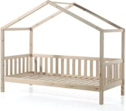 Lit Cabane 90x200 Cm Et Sommier Pin Massif Clair Bali