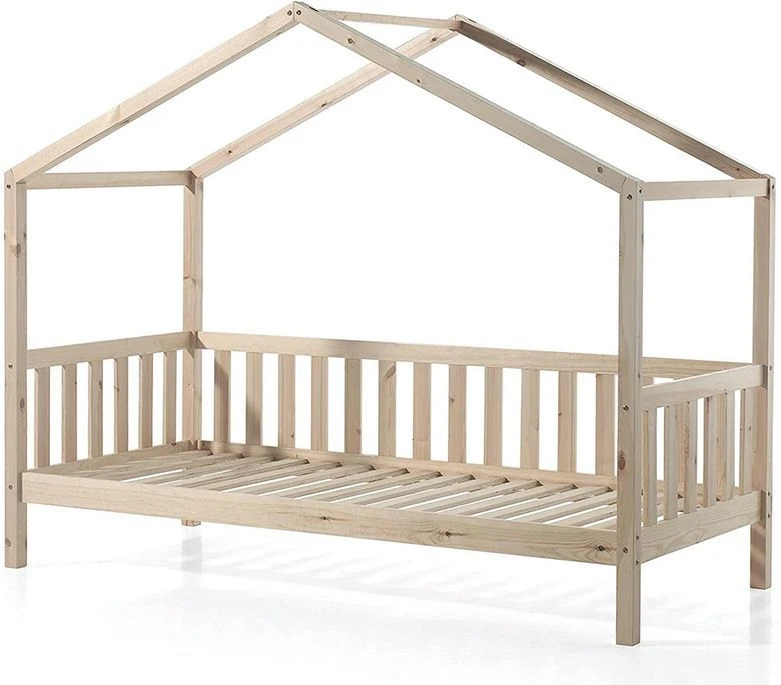 Lit Cabane 90x200 Cm Et Sommier Pin Massif Clair Bali