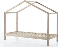 Lit Cabane 90x200 Cm Et Sommier Pin Massif Clair Kobi