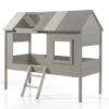 Lit Cabane 90x200 Cm Pin Massif Gris Et Taupe Charlotte