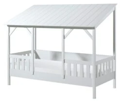 Lit Cabane 90x200 Cm Pin Massif Toit Blanc Mila