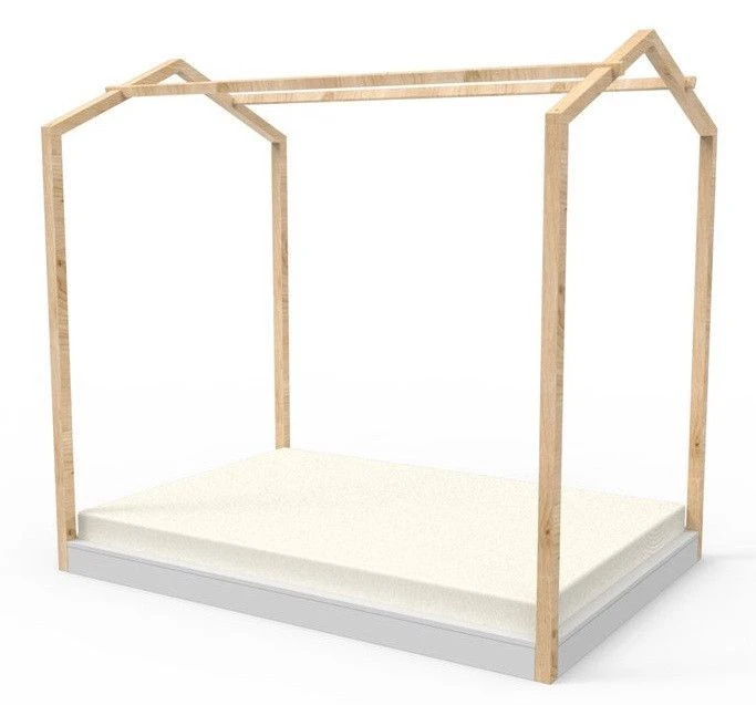 Lit Cabane Bois Massif Clair Et Blanc Casa 140x190 Cm