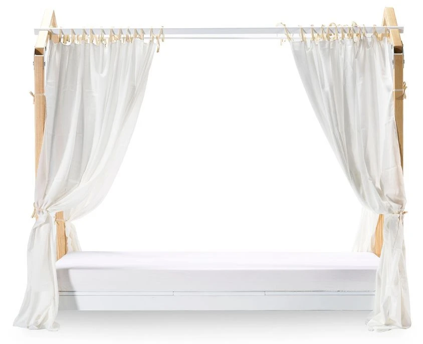 Lit Cabane Bois Massif Clair Et Blanc Casa 90x190 Cm – Image 2