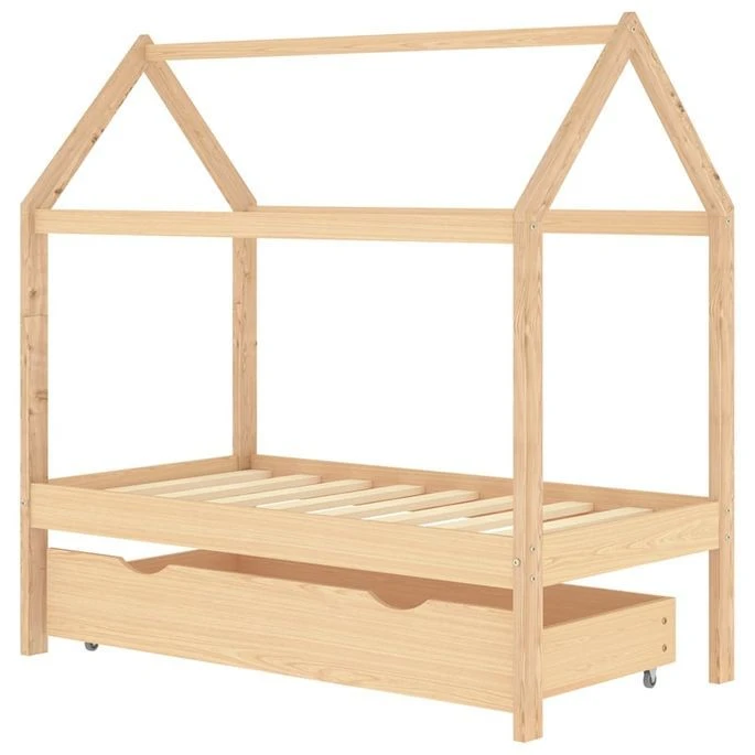 Lit Cabane Enfant Avec Tiroir Bois De Pin Massif 70x140 Cm – Image 2