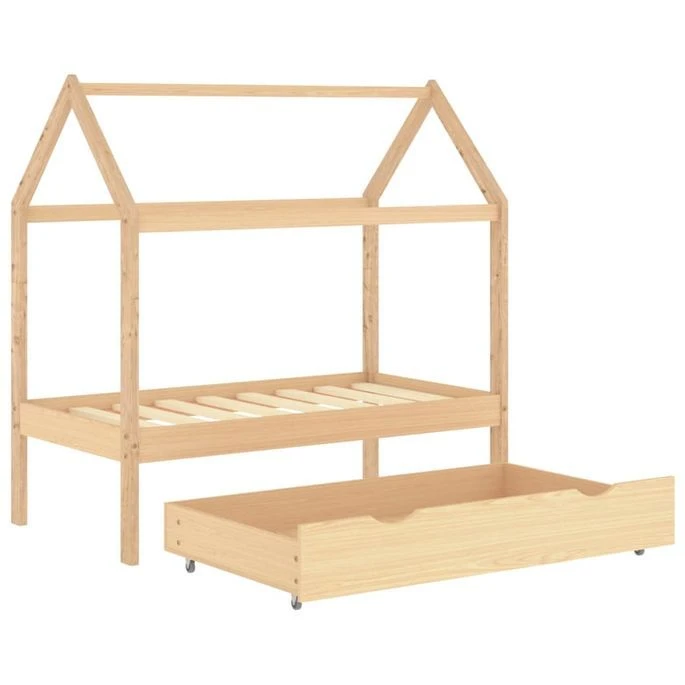 Lit Cabane Enfant Avec Tiroir Bois De Pin Massif 70x140 Cm – Image 5