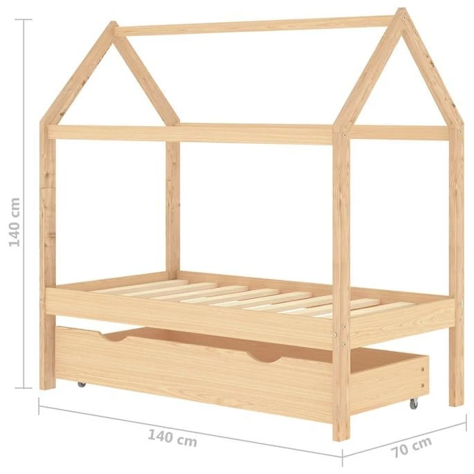 Lit Cabane Enfant Avec Tiroir Bois De Pin Massif 70x140 Cm – Image 7