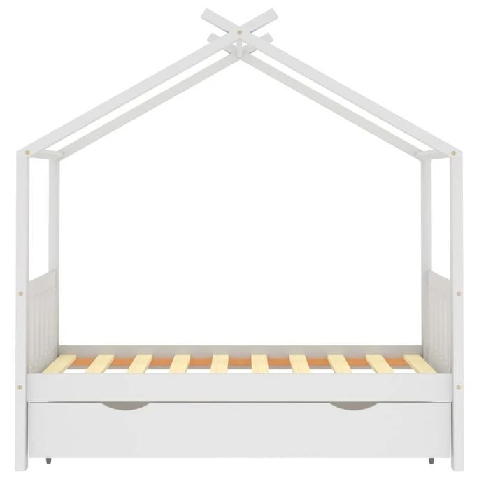 Lit Cabane Enfant Avec Un Tiroir Blanc Pin Massif 80x160 Cm 2 – Image 3
