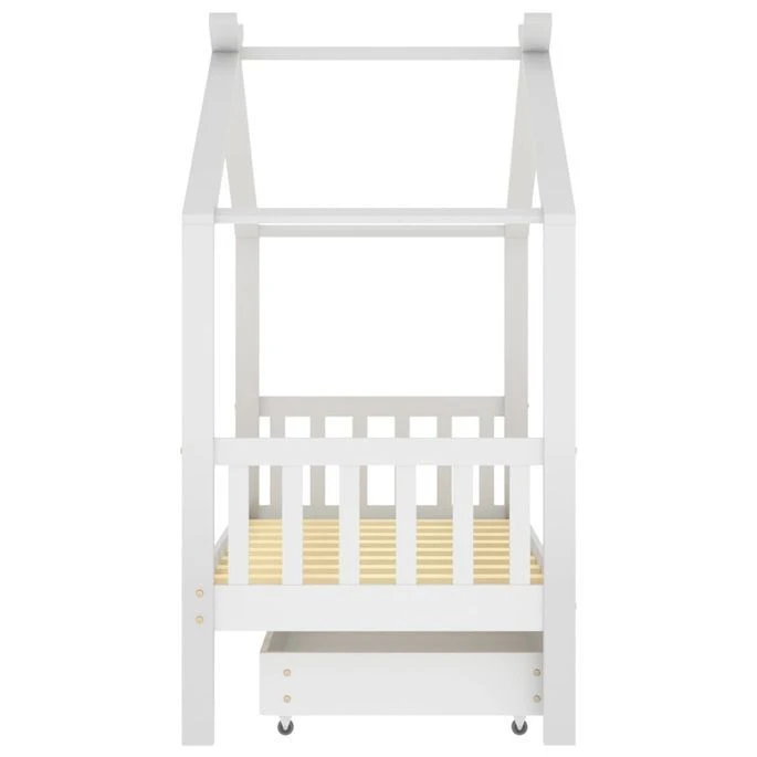 Lit Cabane Enfant Avec Un Tiroir Blanc Pin Massif 80x160 Cm 2 – Image 4