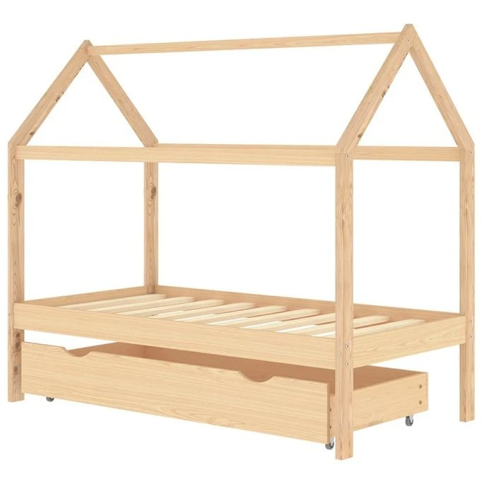 Lit Cabane Enfant Avec Un Tiroir Pin Massif 80x160 Cm – Image 2