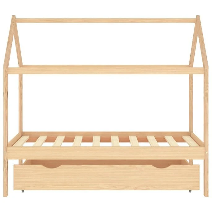 Lit Cabane Enfant Avec Un Tiroir Pin Massif 80x160 Cm – Image 3