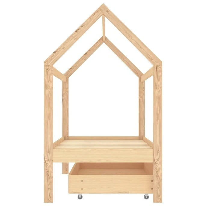 Lit Cabane Enfant Avec Un Tiroir Pin Massif 80x160 Cm – Image 4