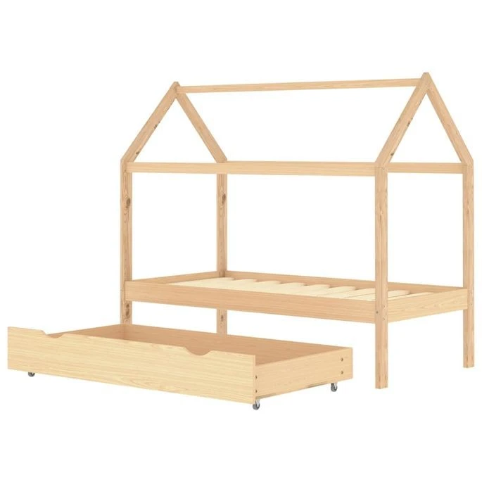 Lit Cabane Enfant Avec Un Tiroir Pin Massif 80x160 Cm – Image 5
