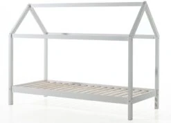 Lit Cabane Gigogne 90x200 Cm Pin Massif Blanc Kali