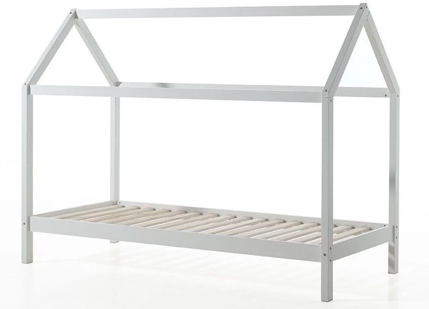 Lit Cabane Gigogne 90x200 Cm Pin Massif Blanc Kali