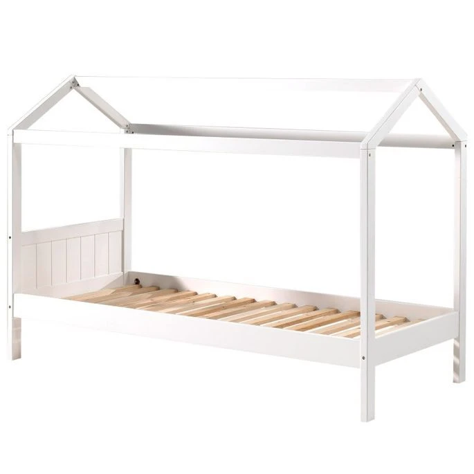 Lit Cabane Gigogne 90x200 Cm Pin Massif Laqué Blanc Erik – Image 2