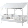 Lit Cabane Gigogne 90x200 Cm Pin Massif Toit Blanc Henri