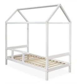 Lit Cabane Pin Massif Blanc Wisty 90x190 Cm