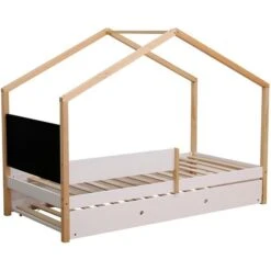Lit Cabane Pin Massif Blanc Idylle 90x190 Cm