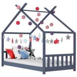 Lit Cabane Pin Massif Gris Dorma 70x140 Cm