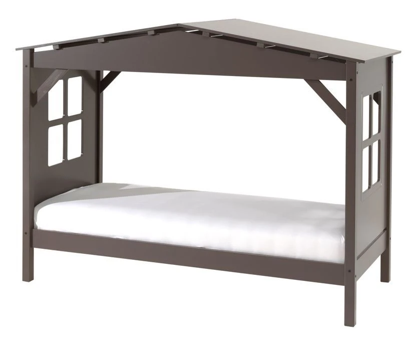 Lit Cabane Pin Massif Taupe Pinie 90x200 Cm