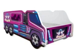 Lit Camion Chevaux Rose 70x140 Cm - Sommier Et Matelas Inclus