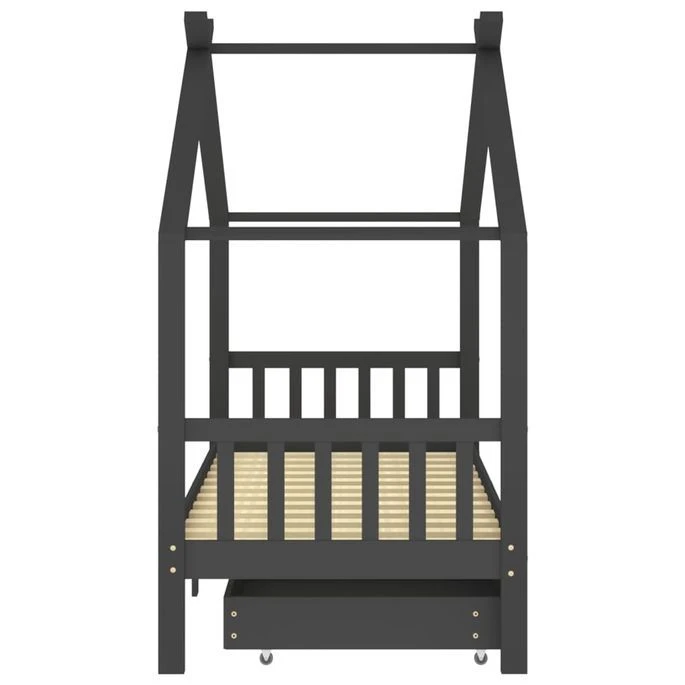 Lit D'enfant Avec Tiroirs Gris Foncé Pin 90x200 Cm – Image 4