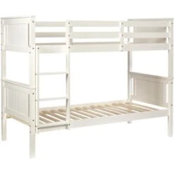 Lit Superposé Pin Massif Blanc Nelann 90x190 Cm