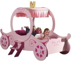 Lit Enfant Carrosse De Princesse 90x200 Cm Bois Rose Cara