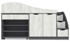 Lit Enfant Avec Rangements 70x160cm Gris Et Bois Clair