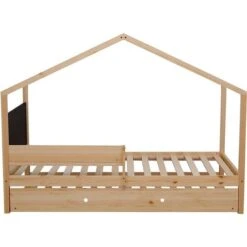 Lit Enfant Cabane En Pin Avec Tiroir En Pin Massif Clair Karel 90x190 Cm