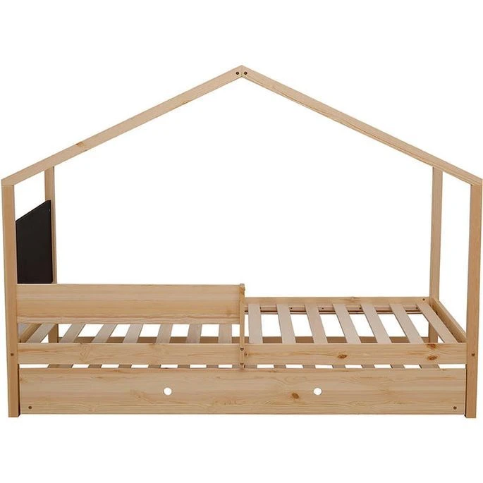 Lit Enfant Cabane En Pin Avec Tiroir En Pin Massif Clair Karel 90x190 Cm