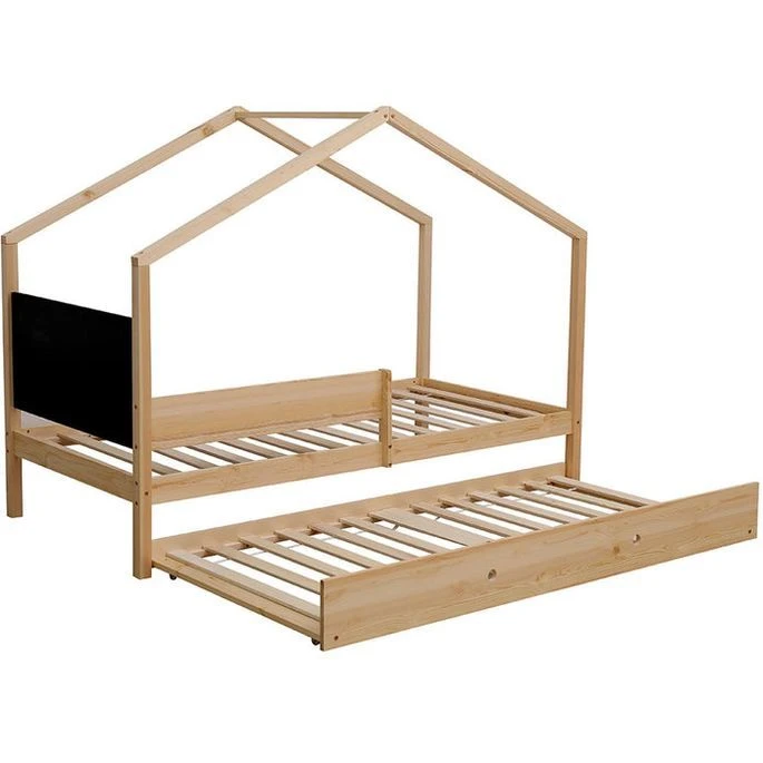 Lit Enfant Cabane En Pin Avec Tiroir En Pin Massif Clair Karel 90x190 Cm – Image 2