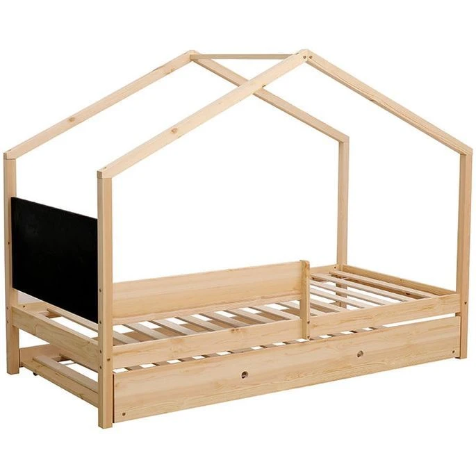 Lit Enfant Cabane En Pin Avec Tiroir En Pin Massif Clair Karel 90x190 Cm – Image 4